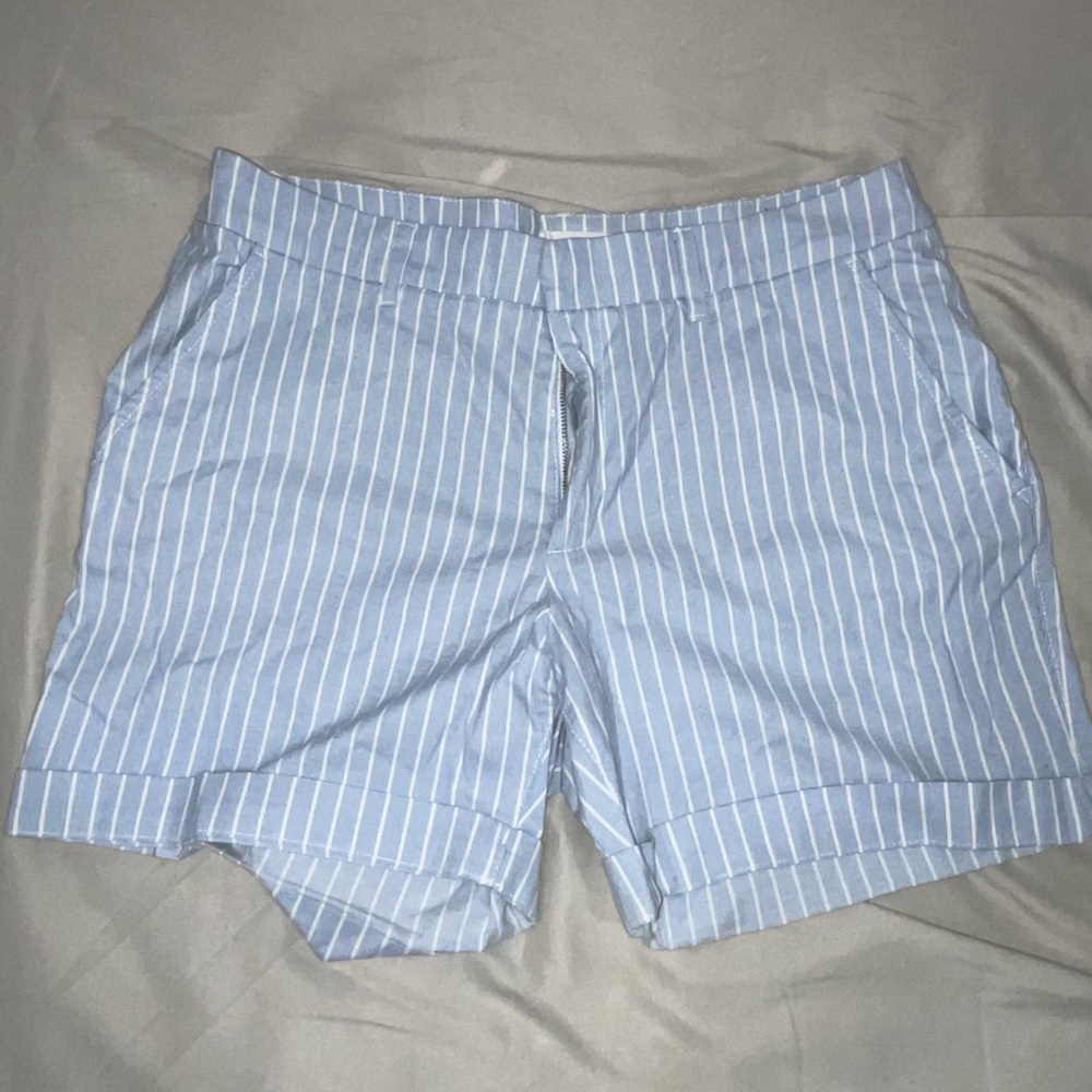 H&M Light Blue and White Striped Shorts